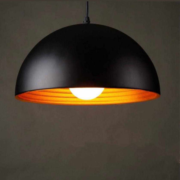 Close-up of Bowling Drop Light showing rounded aluminum shade