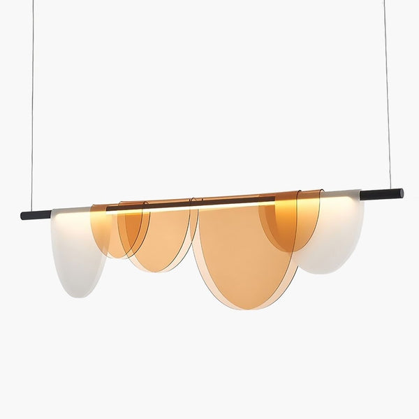 Close-up of Light and Shadow gold LED chandelier finished in aluminium and glass