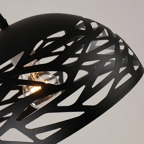 Close-up of Dome Laser-Cut Pendant Light showing laser-cut pattern