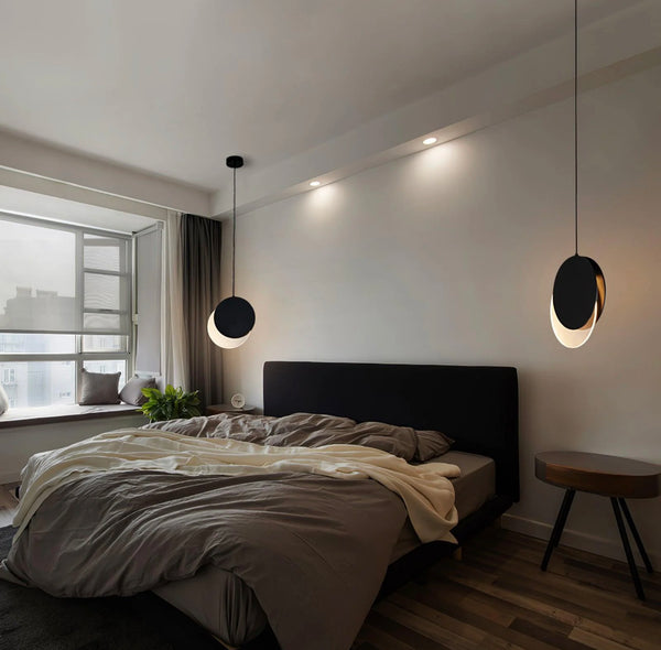 Lunar Eclipse Pendant Light illuminated in a Nigerian hallway