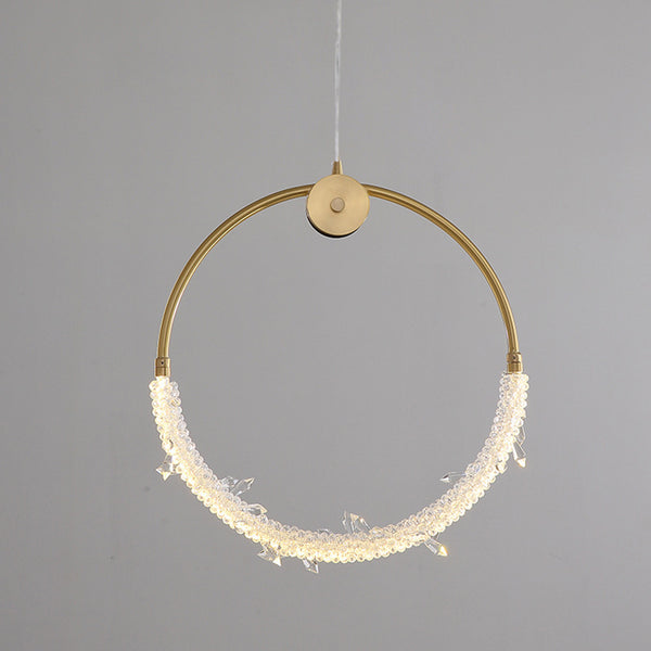 Close-up of Crystal Ring Pendant Light showing crystal ring detail