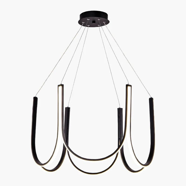 U-shaped minimalist chandelier in a living room