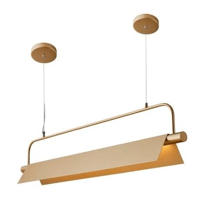 Kramer gold chandelier shown from below highlighting its length
