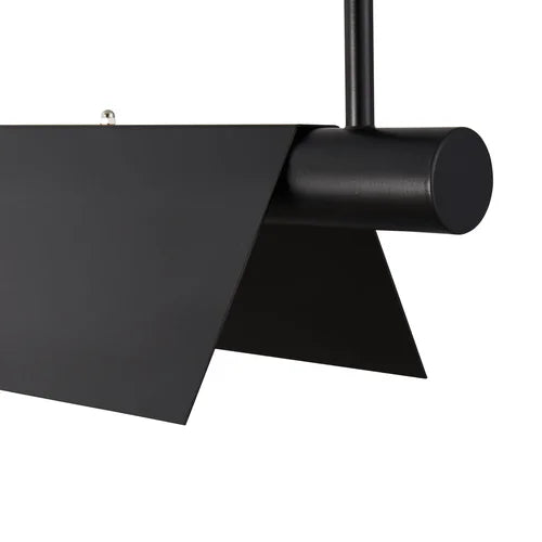 Kramer black long chandelier in a modern living room