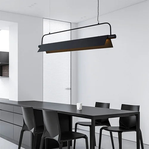 Close-up of Kramer black chandelier's hanging design