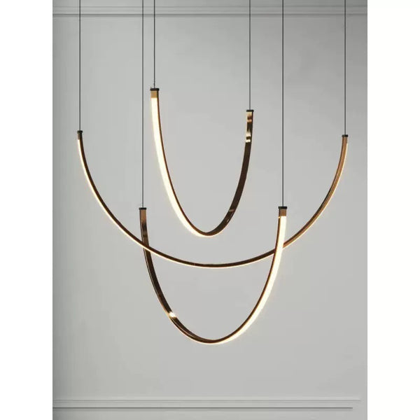 Scandinavian Loft chandelier illuminated with warm light