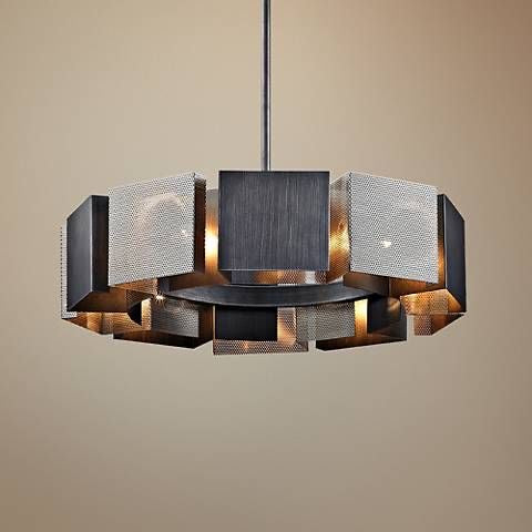 Close-up of Troy bronze chandelier's finish