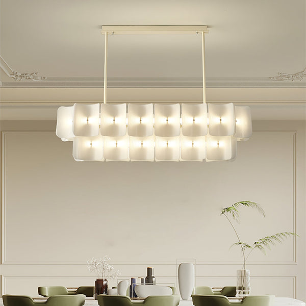 Vitre rectangle LED chandelier with acrylic swirl design