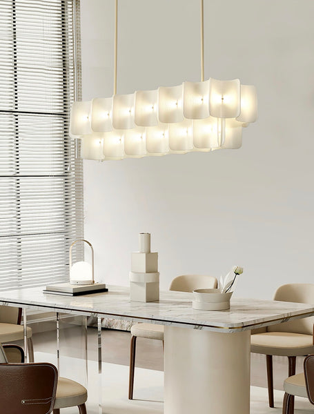 Close-up of Vitre rectangle chandelier's acrylic swirl pattern