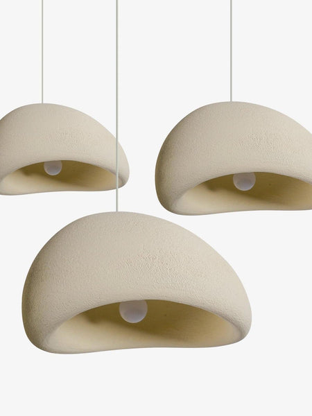 Wabi-Sabi white resin light shown from below