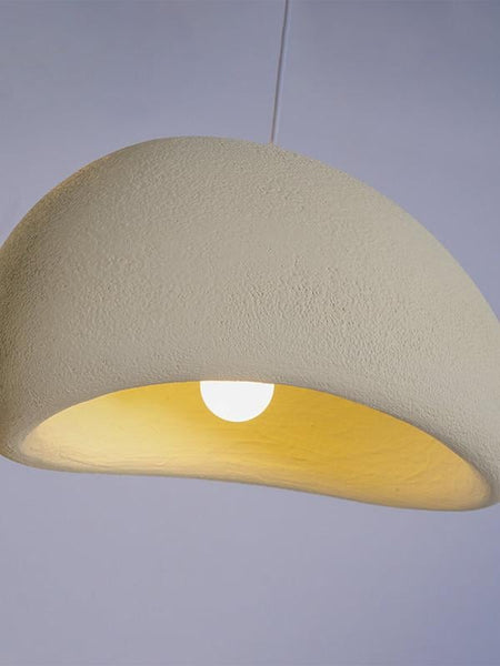 Wabi-Sabi grey resin chandelier, handmade oval design