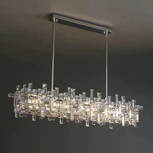 Lynn rectangle crystal chandelier with glass crystal design