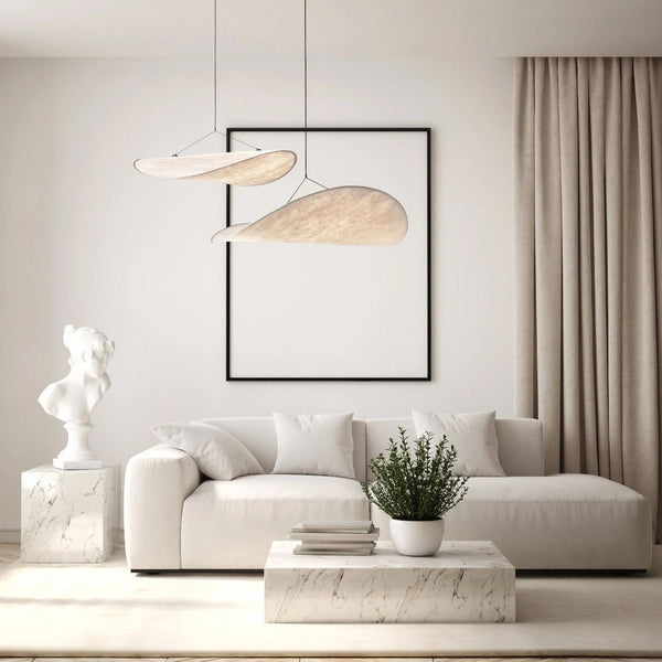 Tense chandelier adjustable height shown
