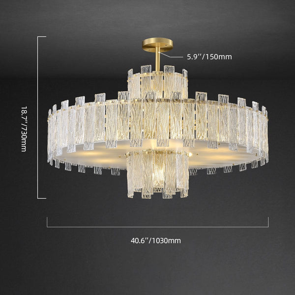 Synfonia chandelier illuminated in a dining room