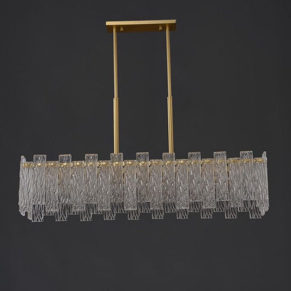 Synfonia rectangle brass glass chandelier