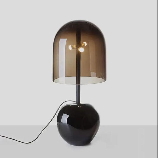 Obsidian Halo lamp with black marble base