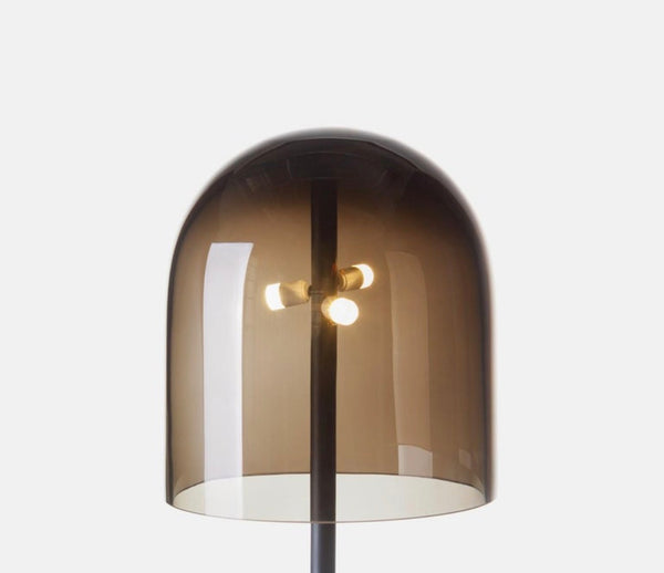 Close-up of Obsidian Halo lamp's smokey glass dome