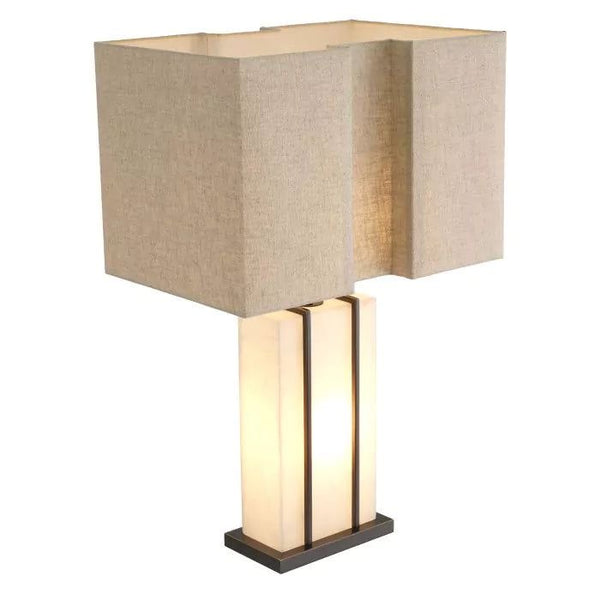 Marble Crest lamp illuminated with soft glow