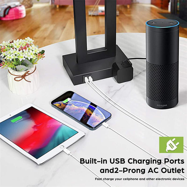 Nordic table lamp showing USB and Type-C charging ports