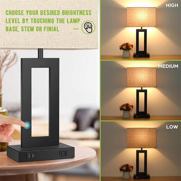 Nordic USB table lamp on a bedside table