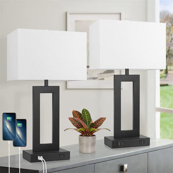 Nordic table lamp dimmed to a warm glow