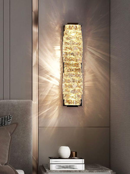 Regency Crystal Wall Light illuminated in a Nigerian staircase
