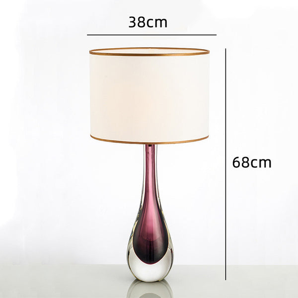 Aeria glass crystal lamp illuminated, showing crystal glass base