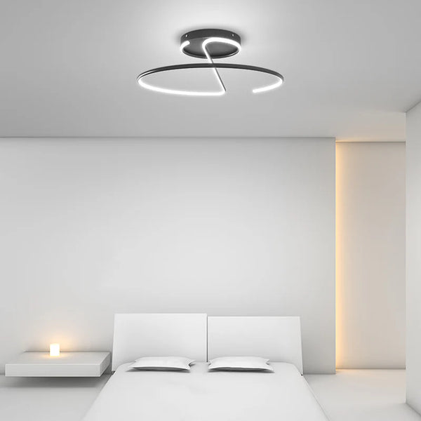 Geometry ceiling light illuminated in warm light