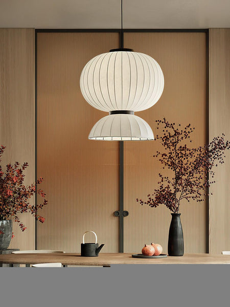 Mulberry Silkworm pendant light hanging in a living room