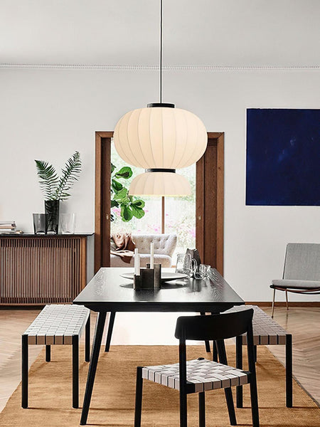 Mulberry Silkworm chandelier illuminated showing open bottom design
