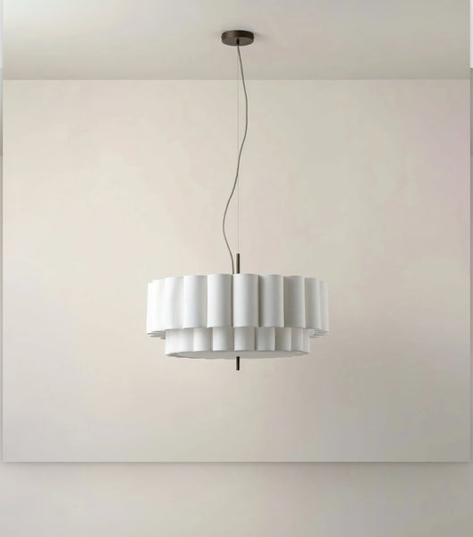 Folia Ripple Chandelier styled in a Nigerian hotel lobby