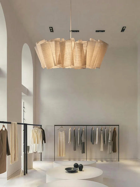 Close-up of Wabi Sabi chandelier's cream fabric texture