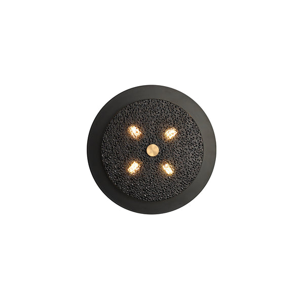 Renix black wall light illuminated, warm LED glow