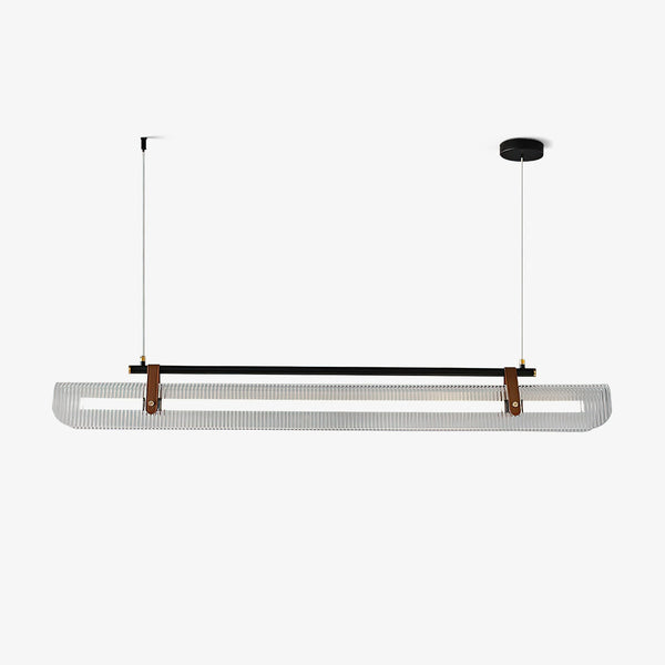 Niani black linear pendant light above a dining table