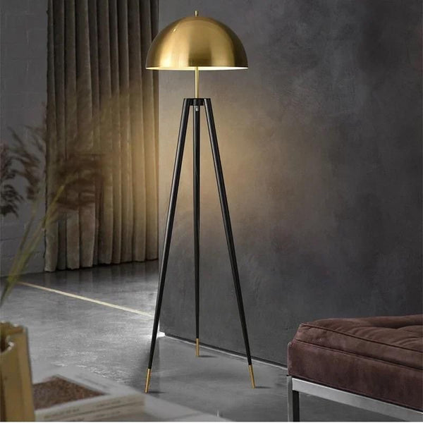 Sapphire floor lamp illuminated, showing tripod base