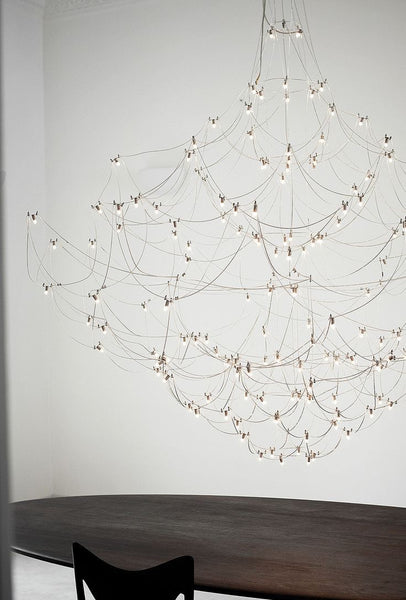 Silver Constellation chandelier shown from below
