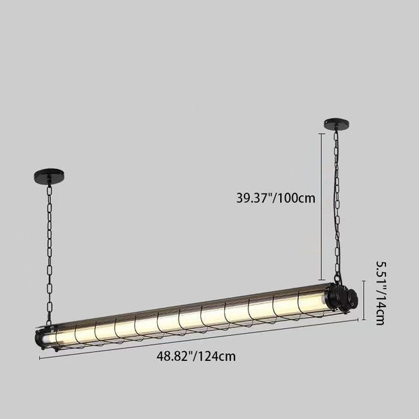 Black industrial light illuminated