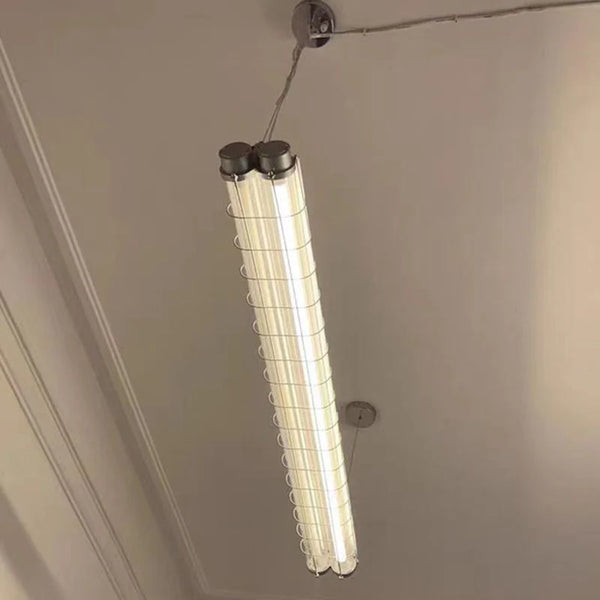Chrome silver industrial light in a modern interior