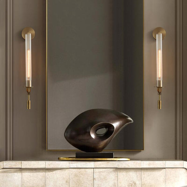Brass vintage wall light in a hallway