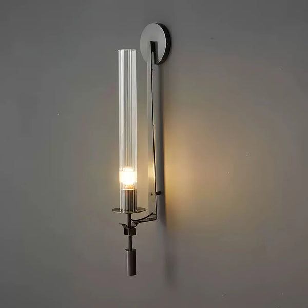 Black vintage wall light in a hallway