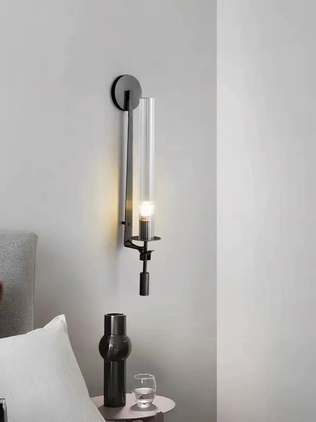 Close-up of Black vintage wall light's classic design