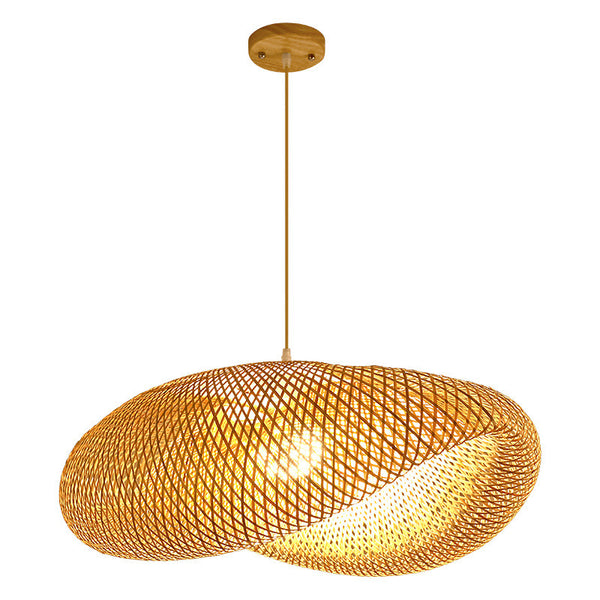 Rattan doughnut light woven in bamboo