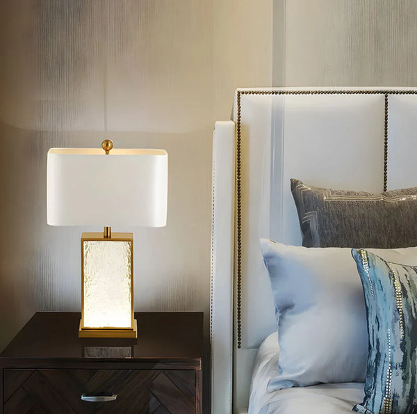 Close-up of Frosted Pattern Table Lamp showing frosted glass shade
