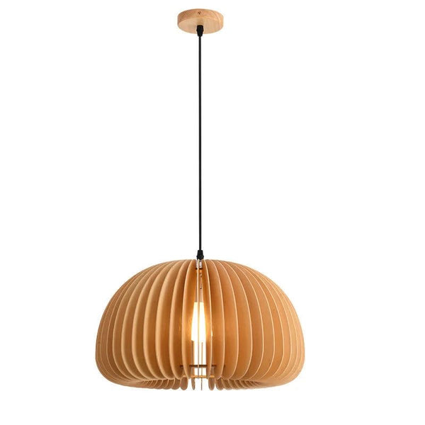 Pumpkin hanging light above a dining table