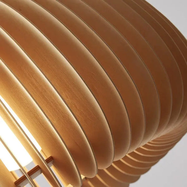 Close-up of Pumpkin light's solid wood texture