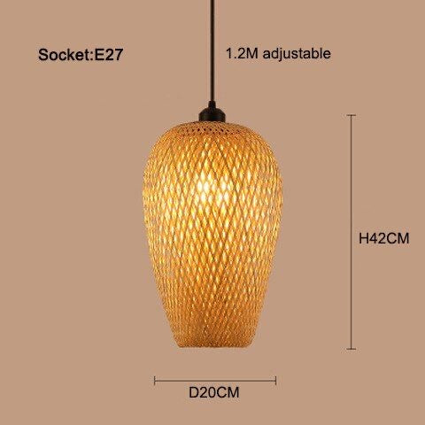 Lantern bamboo droplight hanging above a dining area