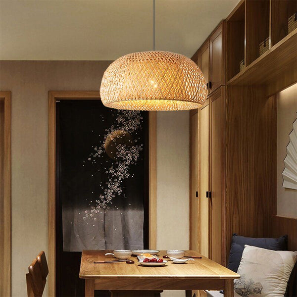 Bamboo Wicker light with woven bamboo and rattan design