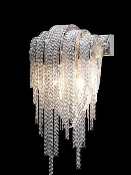 Tassel silver wall light mounted on a wall