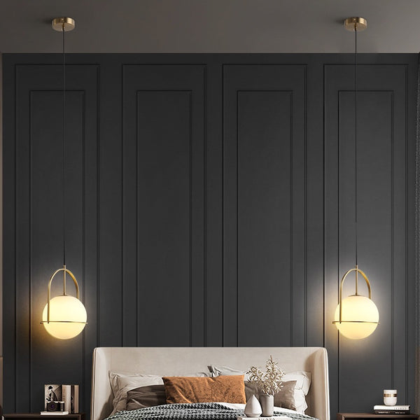 Apogee pendant light illuminated with brilliant finish