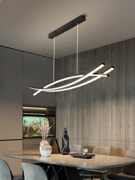 Wishbone LED Chandelier illuminated showing 3 light colour settings
